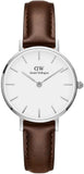 Daniel Wellington Classic Petite White Dial Brown Leather Strap Watch For Women - DW00100239 Authentic Buy Shop Now