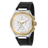 Maserati Triconic Chronograph White Dial Black Leather Strap Watch For Men - R8871639004 Authentic Buy Shop Now