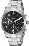 Fossil Pilot Chronograph Black Dial Silver Steel Strap Watch for Men - FS5141 Authentic Buy Shop Now