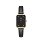 Daniel Wellington Quadro Black Dial Black Leather Strap Watch For Women - DW00100449 Authentic Buy Shop Now