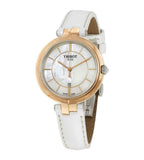 Tissot T Lady Flamingo Mother of Pearl White Dial White Leather Strap Watch For Women - T094.210.26.111.01 Authentic Buy Shop Now
