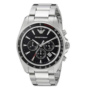 Emporio Armani Sigma Chronograph Black Dial Silver Steel Strap Watch For Men - AR6098 Authentic Buy Shop Now