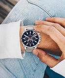 Tommy Hilfiger Mason Quartz Blue Dial Silver Steel Strap Watch for Men - 1791788 Authentic Buy Shop Now