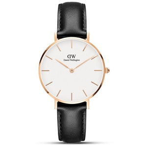 Daniel Wellington Petite Sheffield White Dial Black Leather Strap Watch For Women - DW00100174 Authentic Buy Shop Now