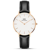 Daniel Wellington Petite Sheffield White Dial Black Leather Strap Watch For Women - DW00100174 Authentic Buy Shop Now