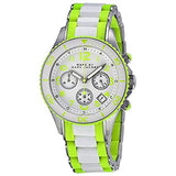 Marc Jacobs Rock Chronograph White Dial White & Green Silicone Strap Watch for Women - MBM2592 Authentic Buy Shop Now