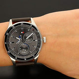 Tommy Hilfiger Austin Grey Dial Brown Leather Strap Watch for Men - 1791637 Authentic Buy Shop Now