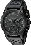 Fossil Nate Chronograph Black Dial Black Leather Strap Watch for Men - JR1510 Authentic Buy Shop Now