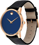 Movado Museum Sport Blue Dial Black Leather Strap Watch for Men - 0607266 Authentic Buy Shop Now