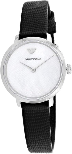Emporio Armani Modern White Dial Black Leather Strap Watch For Women - AR11159 Authentic Buy Shop Now