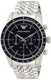 Emporio Armani Tazio Chronograph Black Dial Silver Steel Strap Watch For Men - AR5988 Authentic Buy Shop Now