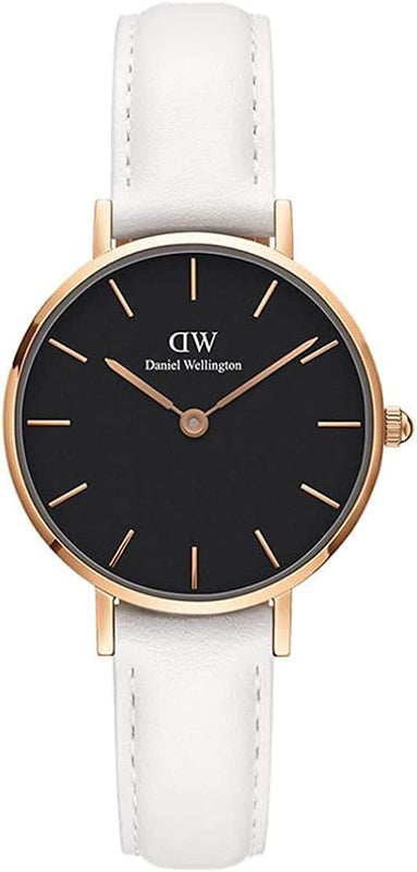 Daniel Wellington Classic Petite Bondi Black Dial White Leather Strap Watch For Women - DW00100285 Authentic Buy Shop Now