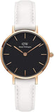 Daniel Wellington Classic Petite Bondi Black Dial White Leather Strap Watch For Women - DW00100285 Authentic Buy Shop Now