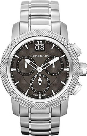 Burberry Utilitarian Chronograph Black Dial Silver Steel Strap Watch For Men - BU9800 Authentic Buy Shop Now