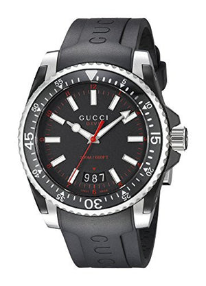 Gucci Dive Quartz Black Dial Black Rubber Strap Watch For Men - YA136303 Authentic Buy Shop Now