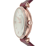 Emporio Armani Meccanico Automatic Silver Dial Burgundy Leather Strap Watch For Women - AR60044 Authentic Buy Shop Now
