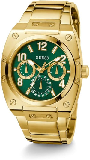 Guess Trend Analog Green Dial Gold Steel Strap Watch For Men - GW0624G2 Authentic Buy Shop Now