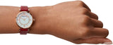 Emporio Armani Gianni T-Bar Analog Mother of Pearl Dial Red Leather Strap Watch For Women - AR11322 Authentic Buy Shop Now