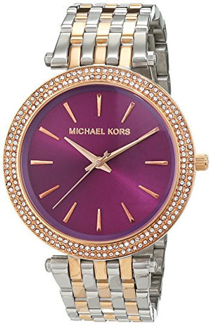 Michael Kors Darci Purple Dial Two Tone Steel Strap Watch for Women - MK3353 Authentic Buy Shop Now