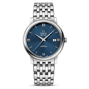 Omega De Ville Prestige Co-Axial Orbis Blue Dial Silver Steel Strap Watch for Men - 424.10.40.20.03.001 Authentic Buy Shop Now