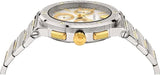 Versace Greca Chronograph White Dial Two Tone Steel Strap Watch For Men - VEZ900321 Authentic Buy Shop Now