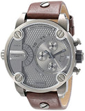 Diesel Little Daddy SBA Small Sized Grey Dial Brown Leather Strap Watch For Men - DZ7258 Authentic Buy Shop Now