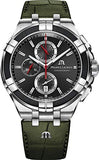 Maurice Lacroix Aikon Chronograph Black Dial Green Leather Strap Watch for Men - AI1018-PVB21-330-1 Authentic Buy Shop Now