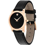 Movado Museum Classic Black Dial Black Leather Strap Watch For Women - 607061 Authentic Buy Shop Now