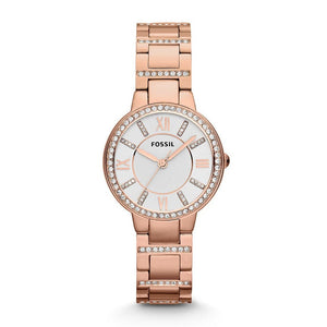 Fossil Virginia White Dial Rose Gold Steel Strap Watch for Women - ES3284 Authentic Buy Shop Now