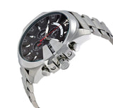 Diesel Mega Chief Chronograph Black Dial Silver Steel Strap Watch For Men - DZ4308 Authentic Buy Shop Now