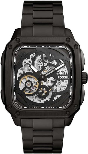 Fossil Inscription Automatic Skeleton Black Dial Black Steel Strap Watch for Men - BQ2574 Authentic Buy Shop Now