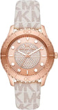 Michael Kors Runway Quartz Rose Gold Dial White Leather Strap Watch For Women - MK6980 Authentic Buy Shop Now