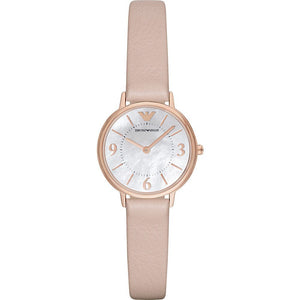 Emporio Armani Kappa White Mother of Pearl Dial Pink Leather Strap Watch For Women - AR2512 Authentic Buy Shop Now