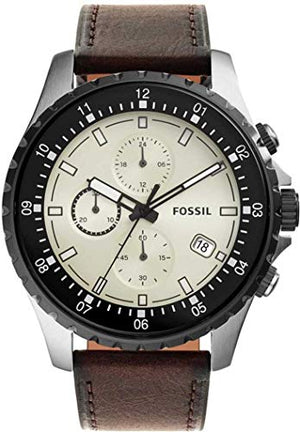 Fossil Dillinger Chronograph White Dial Brown Leather Strap Watch for Men - FS5674 Authentic Buy Shop Now