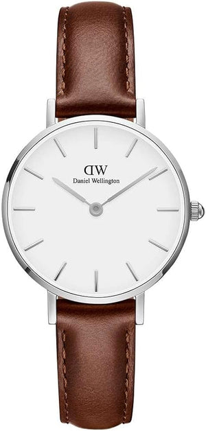 Daniel Wellington Petite White Dial Brown Leather Strap Watch For Women - DW00100243 Authentic Buy Shop Now