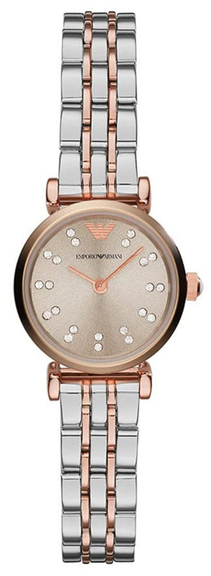 Emporio Armani Gianni T Bar Grey Dial Two Tone Steel Strap Watch For Women - AR1841 Authentic Buy Shop Now