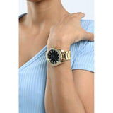 Guess Sparkler Diamonds Black Dial Gold Steel Strap Watch for Women - GW0111L2 Authentic Buy Shop Now
