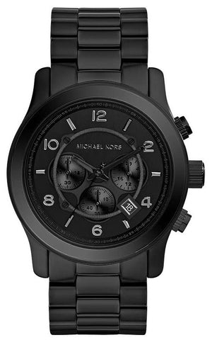 Michael Kors Runway Chronograph Black Dial Black Steel Strap Watch for Men - MK8157 Authentic Buy Shop Now