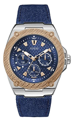 Guess Legacy Analog Blue Dial Blue Denim Strap Watch for Men - W1058G1 Authentic Buy Shop Now