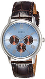 Guess Wafer Analog Blue Dial Brown Leather Strap Watch For Men - W0496G2 Authentic Buy Shop Now