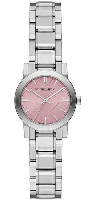 Burberry The City Diamonds Pink Dial Silver Steel Strap Watch for Women - BU9231 Authentic Buy Shop Now