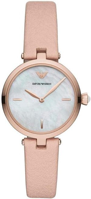 Emporio Armani Arianna Mother of Pearl Dial Pink Leather Strap Watch For Women - AR11199 Authentic Buy Shop Now