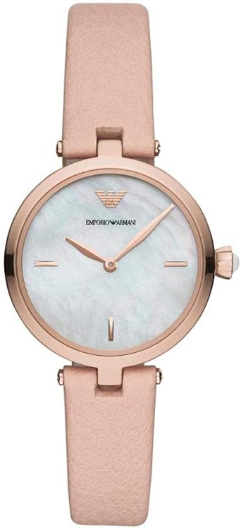Emporio Armani Arianna Mother of Pearl Dial Pink Leather Strap Watch For Women - AR11199 Authentic Buy Shop Now