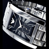 Emporio Armani Classic Black Dial Silver Stainless Steel Strap Watch For Men - AR0156 Authentic Buy Shop Now