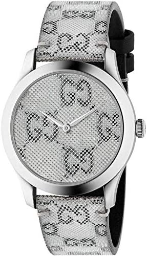 Gucci G Timeless Quartz Grey Dial Grey Leather Strap Watch For Men - YA1264058 Authentic Buy Shop Now