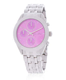 Marc Jacobs Peeker Chronograph Pink Dial Silver Steel Strap Watch for Women - MBM3372 Authentic Buy Shop Now