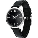 Movado Ultra Slim Black Dial Black Leather Strap Watch For Women - 0607090 Authentic Buy Shop Now