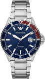 Emporio Armani Diver Quartz Blue Dial Silver Steel Strap Watch For Men - AR11339 Authentic Buy Shop Now
