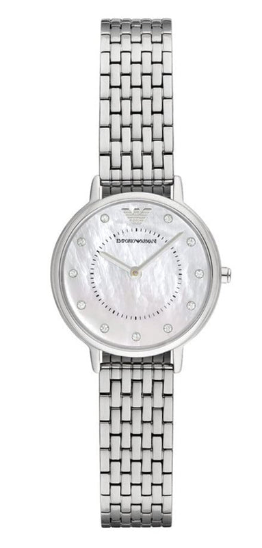 Emporio Armani Kappa Mother of Pearl Dial Silver Mesh Bracelet Watch For Women - AR2511 Authentic Buy Shop Now