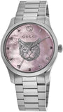 Gucci G Timeless Quartz Mother of Pearl Pink Dial Silver Steel Strap Watch for Women - YA1264166 Authentic Buy Shop Now